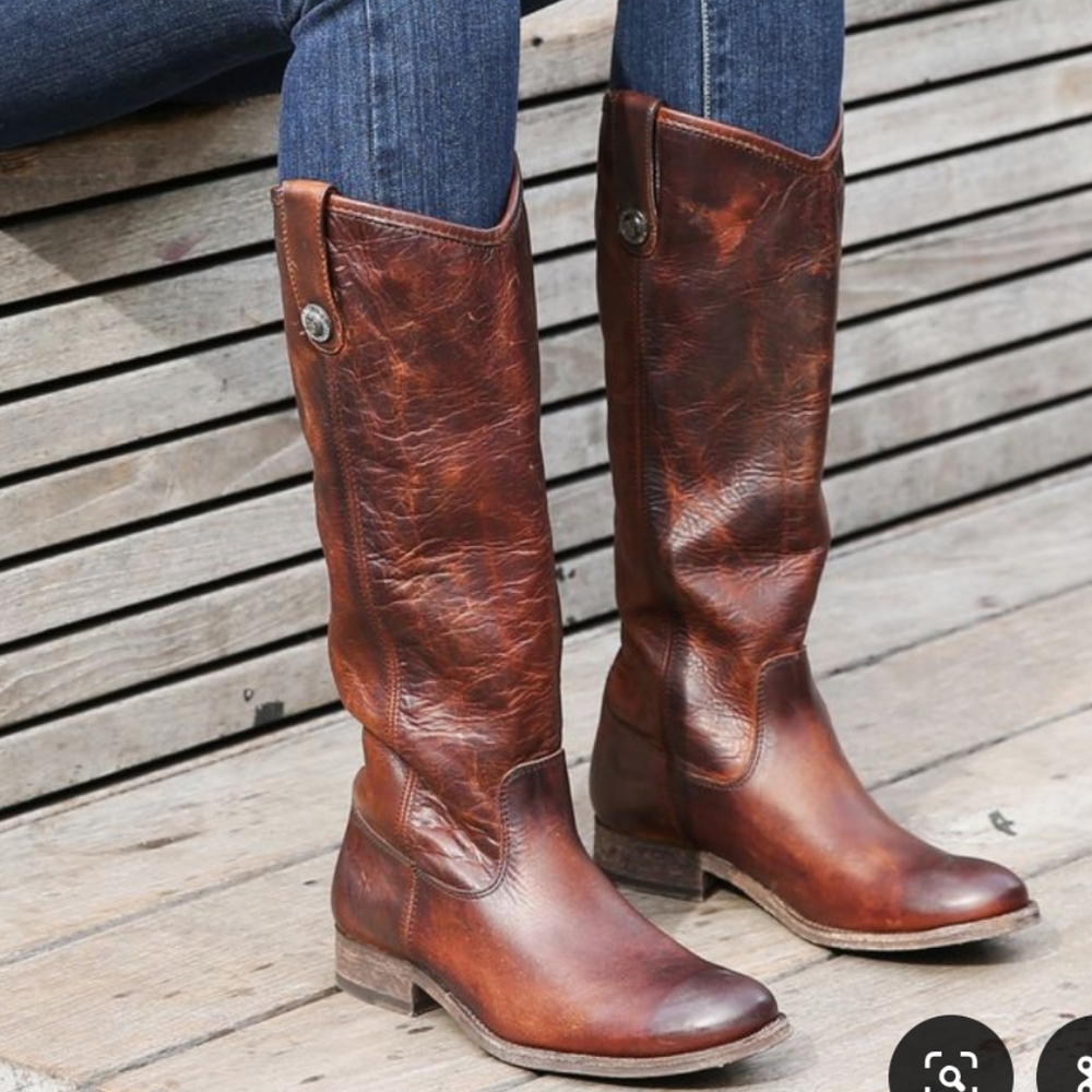 Frye Melissa Button Riding Boots Brown 6.5 Genuine leather women's knee high